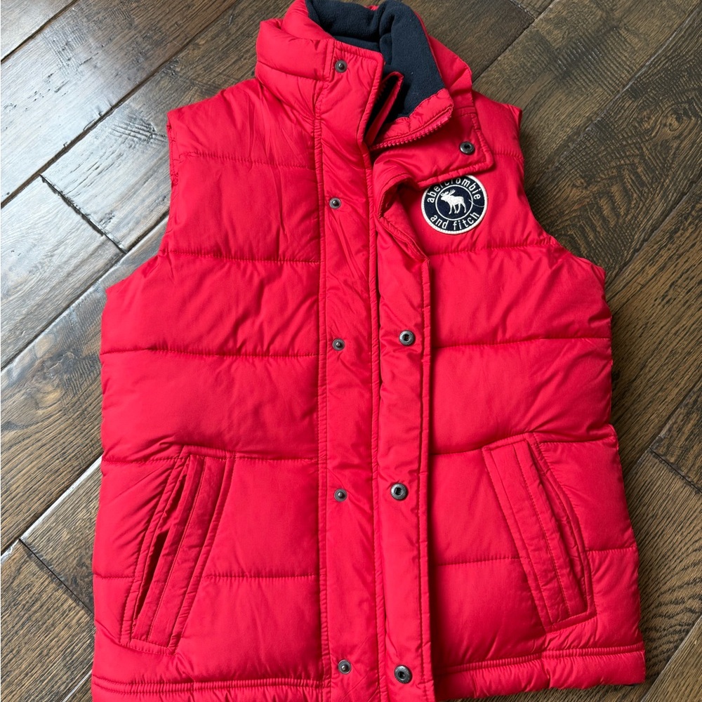Red Ambercrombie Puffer Vest with Logo